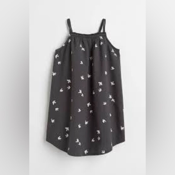 H&M Kids A-Line Black Dress with Bird Print - Picture 1 of 6